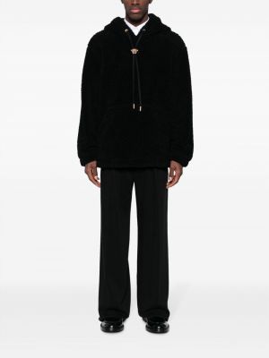 Flisas siuvinėtas džemperis su gobtuvu Versace juoda