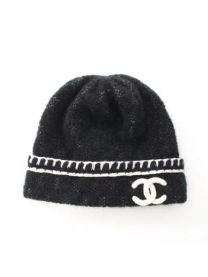 Jedwabna czapka Chanel Vintage czarna