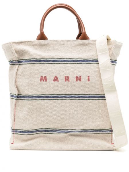 Τσάντα shopper με σχέδιο Marni λευκό
