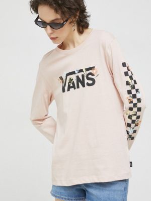 Памучна блуза с дълъг ръкав Vans розово