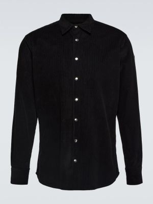 Bombažna srajca iz rebrastega žameta iz rebrastega žameta Moncler črna