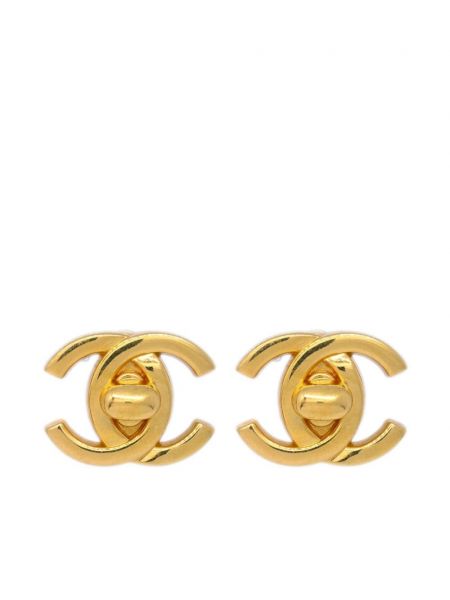 Обеци със златно покритие Chanel Pre-owned златисто