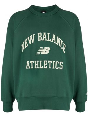 Medvilninis siuvinėtas džemperis New Balance žalia