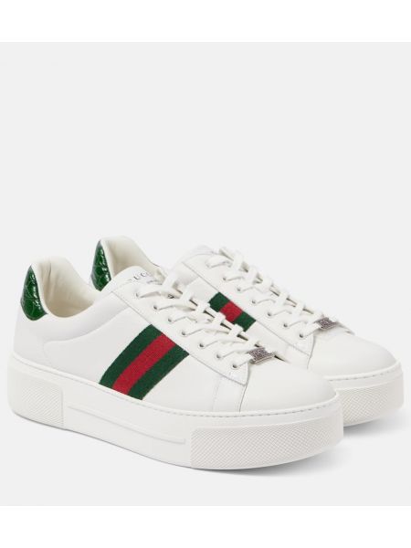 Läder sneakers Gucci Ace vit