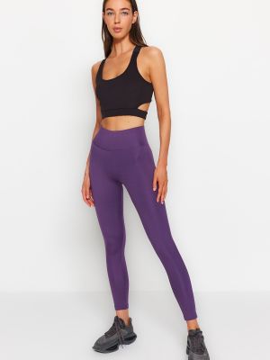 Pantaloni sport cu talie înaltă Trendyol violet