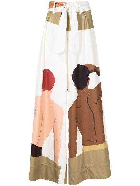 Bavlněné kalhoty s potiskem Amir Slama bílé