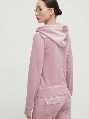 Kapucnis velúr pulóver Juicy Couture rózsaszín