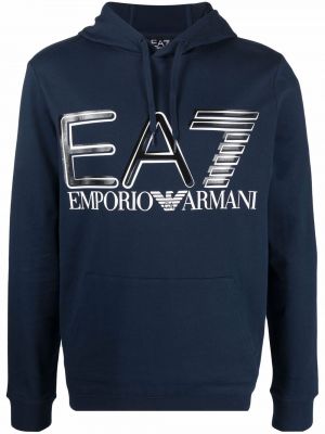 Trykt hettegenser Ea7 Emporio Armani blå