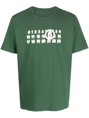 Raštuotas medvilninis marškinėliai Mm6 Maison Margiela žalia