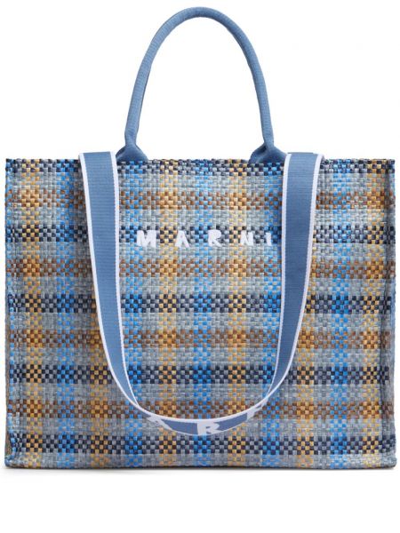 Nakupovalna torba z vezenjem s karirastim vzorcem Marni