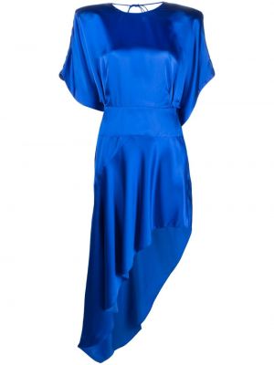 Asymetrické saténové koktejlové šaty Alexandre Vauthier modré