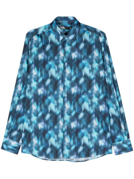 Βαμβακερό πουκάμισο με σχέδιο Karl Lagerfeld μπλε