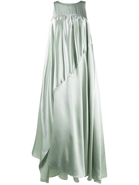 Vestido de noche asimétrico drapeado Nina Ricci verde