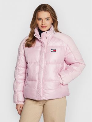 Pernata traper jakna Tommy Jeans ružičasta