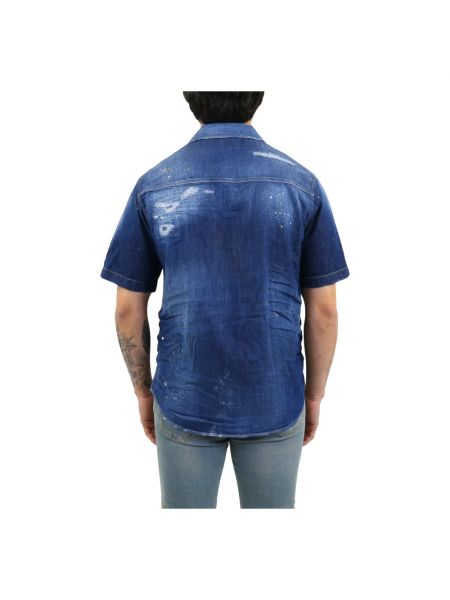 Koszula jeansowa z krótkim rękawem Dsquared2 niebieska