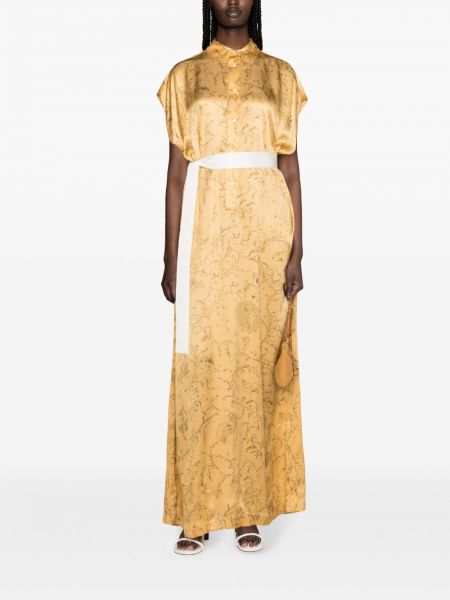 Robe longue en soie à imprimé Fabiana Filippi jaune