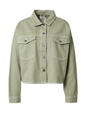 Jednofarebná bavlnená priliehavá prechodná bunda Cotton On - zelená