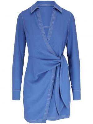Mini šaty s dlouhými rukávy z polyesteru Veronica Beard - modrá