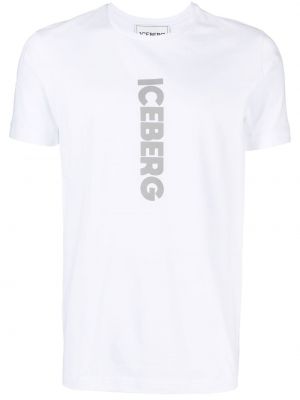 Памучна тениска с принт Iceberg бяло