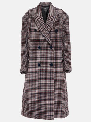 Kockovaný vlnený kabát Isabel Marant