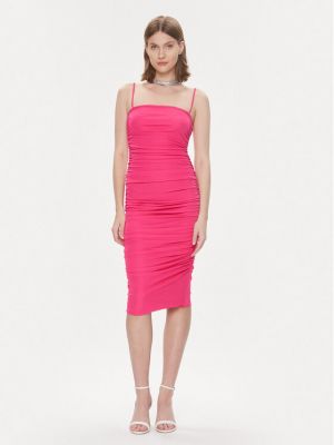 Slim fit koktejlové šaty Pinko růžové