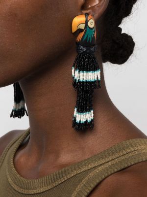 Boucles d'oreilles à imprimé tropical à boucle Johanna Ortiz noir