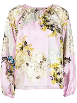 Bluza s cvetličnim vzorcem s potiskom Cynthia Rowley roza