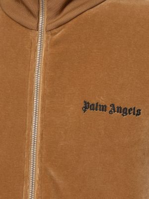 Bavlněná sametová bunda Palm Angels béžová