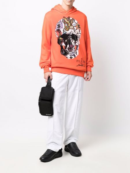 Kapučdžemperis ar apdruku Philipp Plein oranžs