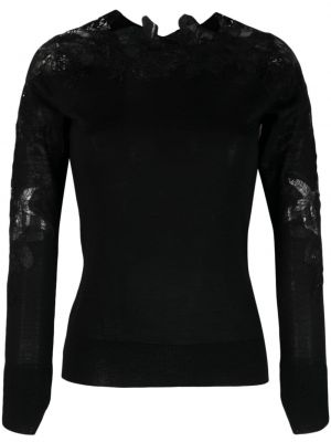 Вълнен пуловер с дантела Ermanno Scervino черно