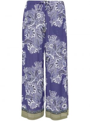 Hlače ravnih nogavica s cvjetnim printom s printom Etro plava