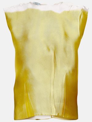 Blusa de seda sin mangas Prada amarillo