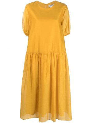 Памучна копринена миди рокля Max Mara жълто