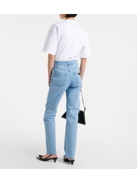 Straight fit džíny s vysokým pasem Prada modré