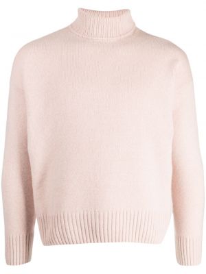 Вълнен пуловер от мерино вълна Ami Paris розово
