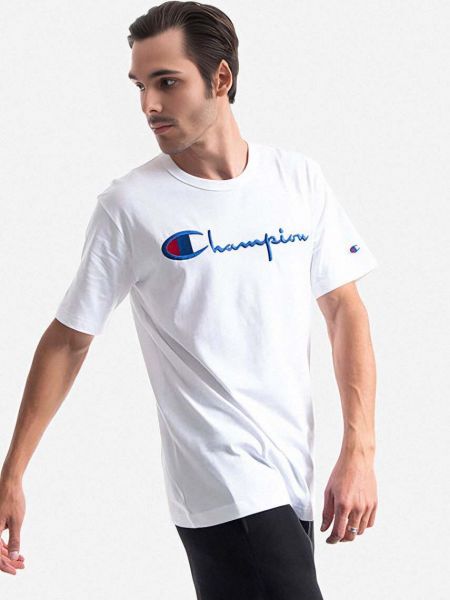 Bavlněné tričko s aplikacemi Champion bílé