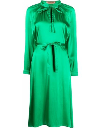 Satenska obleka Yves Salomon zelena