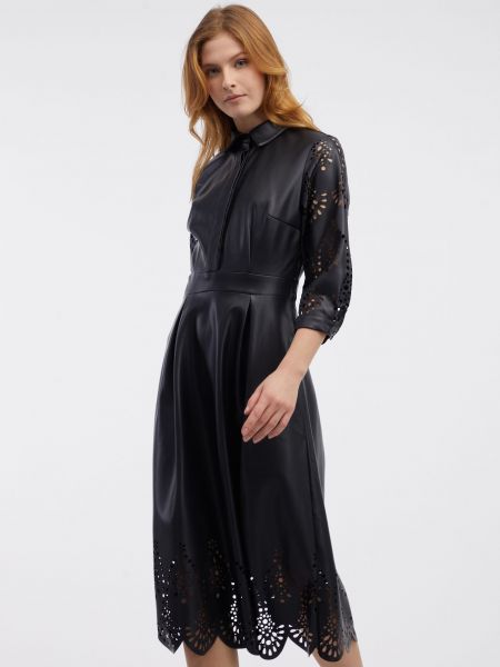 Kožené šaty Orsay čierna