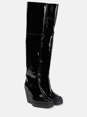 Lakirane usnjene gumijasti škornji Gia Borghini črna