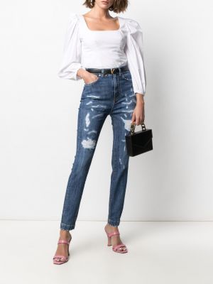 Skinny fit džinsai su įbrėžimais Dolce & Gabbana mėlyna