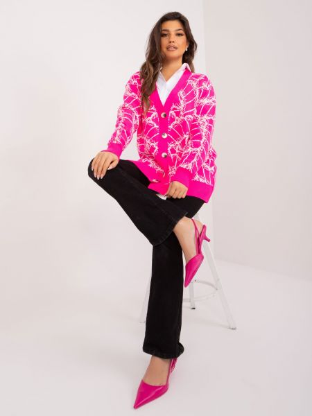 Kardigan s gumbima oversized Fashionhunters ružičasta