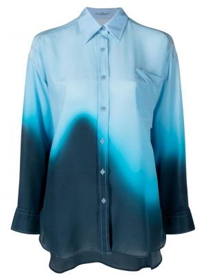 Копринена риза с принт с градиентным принтом Ermanno Scervino синьо
