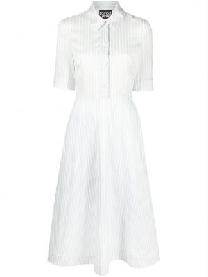 Klasické pruhované hedvábné midi šaty Boutique Moschino - bílá