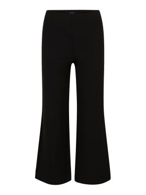 Jednofarebné nohavice s vysokým pásom na zips Vero Moda Petite - čierna