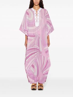 Sukienka sznurowana z nadrukiem w abstrakcyjne wzory Pucci różowa