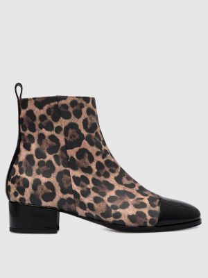 Коричневые леопардовые кожаные ботинки с принтом Babe Pay Pls