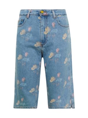 Kratke jeans hlače s cvetličnim vzorcem Ganni