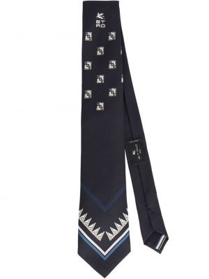 Hedvábná kravata s potiskem Etro černá