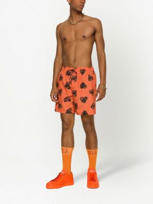 Shorts à imprimé de motif coeur Dolce & Gabbana orange