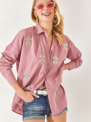Marškiniai su blizgučiais Olalook rožinė